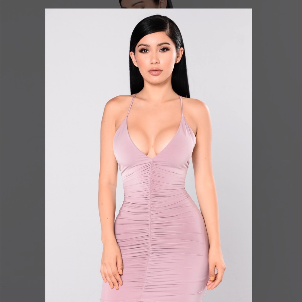 Fashion Nova Nora Ruched Dress - Mauve MD5477 - Picture 6 of 7